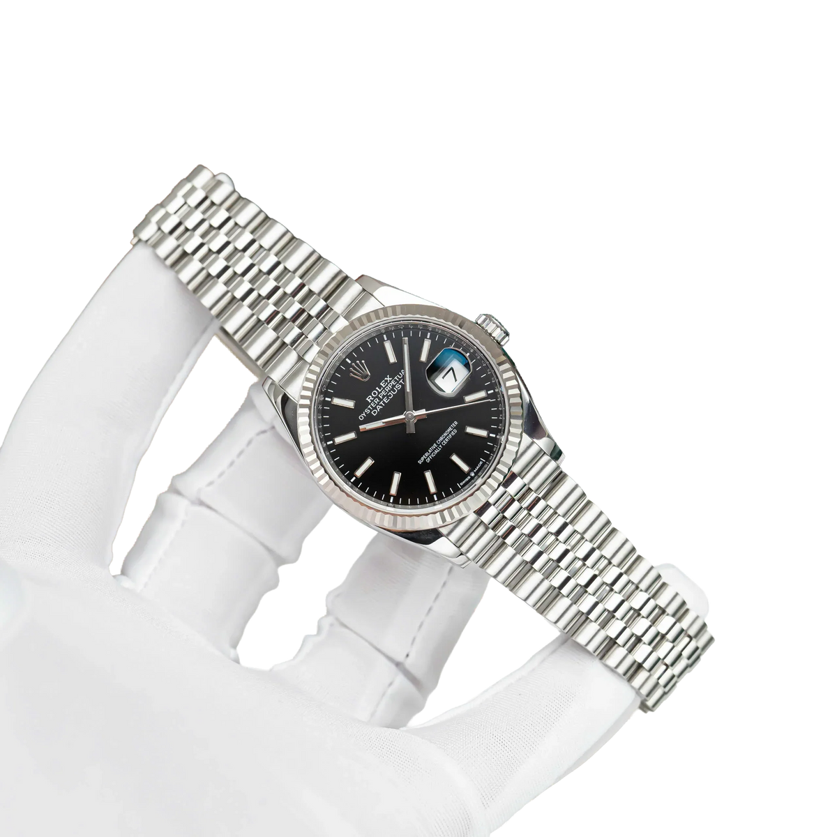 Datejust 41mm Steel White Gold Black Dial Mens Watch m126334-0018