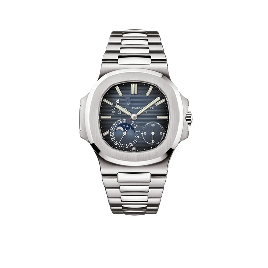 Nautilus 40mm 5712/1A-001 Moon Phase Power Reserve Stainless Steel Blue Dial