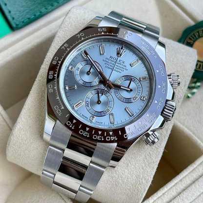 Daytona 40mm 116506 Platinum Ice Blue Diamond Baguette Dial