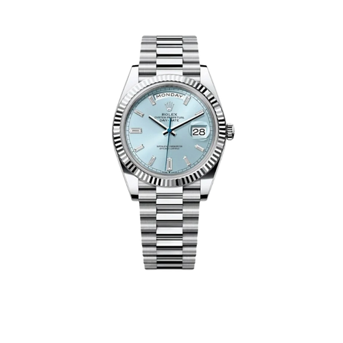 Day-Date 40mm Platinum President  Ice Blue Baguette Dial 228236
