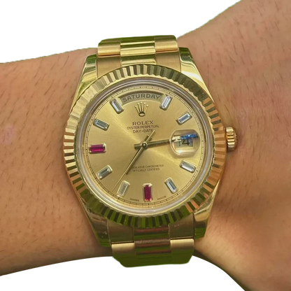 President Day-Date II 41mm 218238 18k Yellow Gold & Ruby Dial