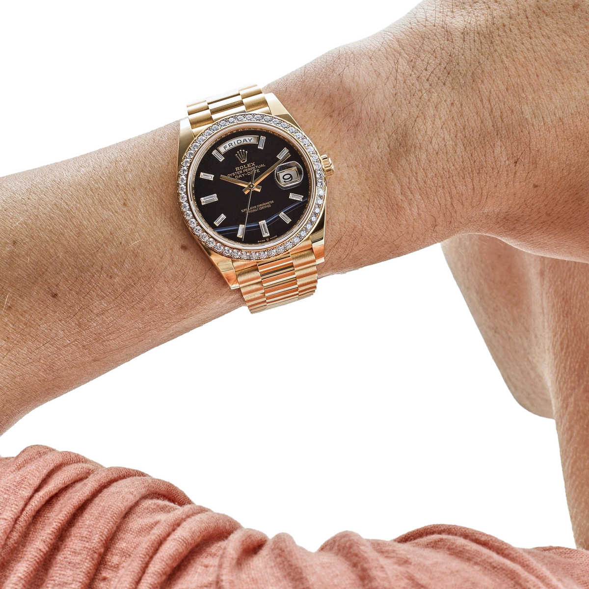 Day-Date 40 Presidential 228348RBR Diamond Bezel Baguette Onyx Dial