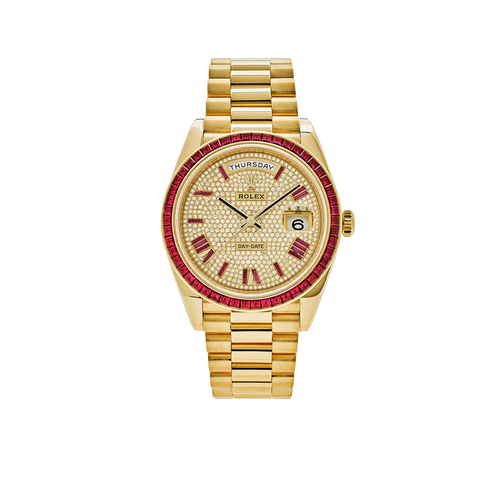 Day-Date 40 228398TRU Yellow Gold Roman Dial Ruby Bezel