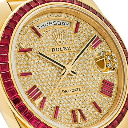 Day-Date 40 228398TRU Yellow Gold Roman Dial Ruby Bezel
