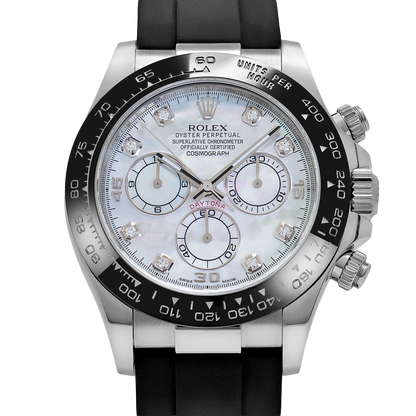 Daytona 40mm White Gold Oysterflex Mother of Pearl Diamond Dial 116519LN