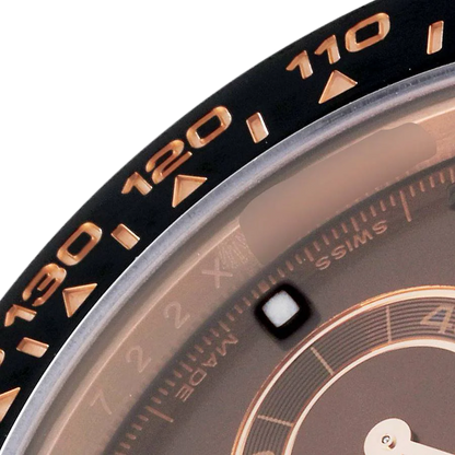 Daytona 40mm Rose Gold Brown Dial Leather Strap Mens Watch 116515