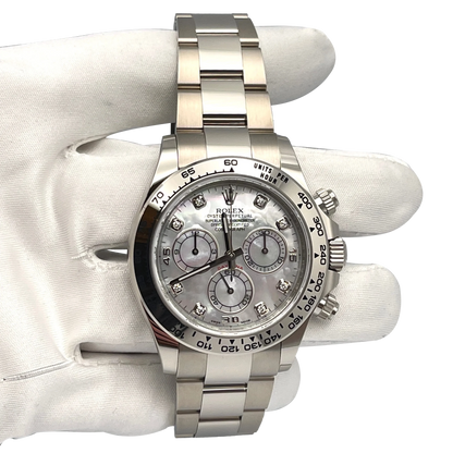 Daytona 40mm White Gold Mother Of Pearl Diamond Dial 116509
