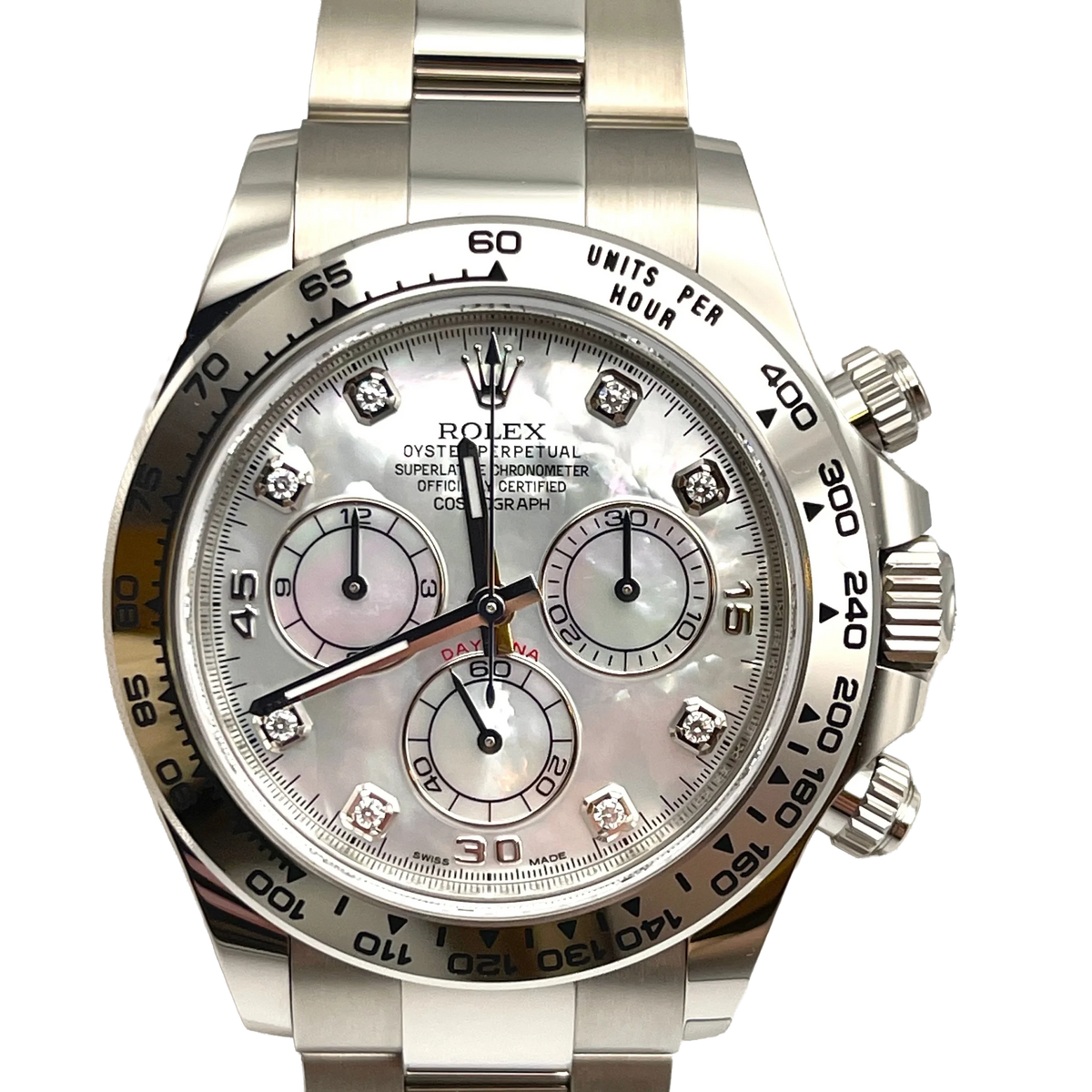 Daytona 40mm White Gold Mother Of Pearl Diamond Dial 116509