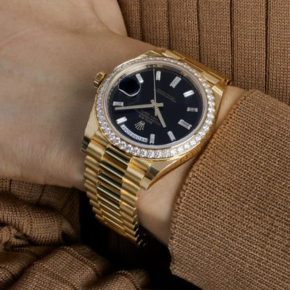 Day-Date 40mm Presidential 228348RBR Diamond Bezel Baguette Black Dial