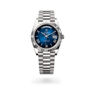 Rolex Day-date Oyster Perpetual 40mm White Gold Blue Ombré Dial, Fluted bezel M228239-0076